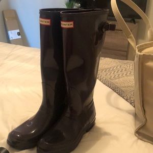 Purple tall hunter boots